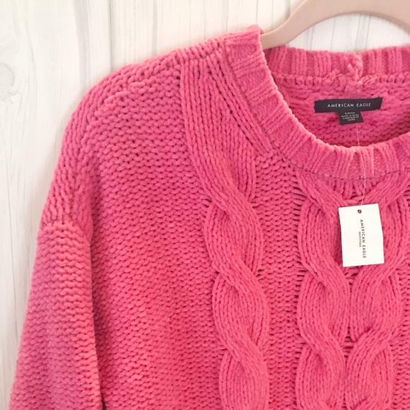 NWT American Eagle Pink Cable Knit Sweater - Picture 3 of 6